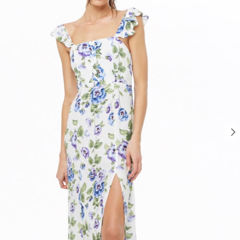 Floral Ruffle-Strap Maxi Dress